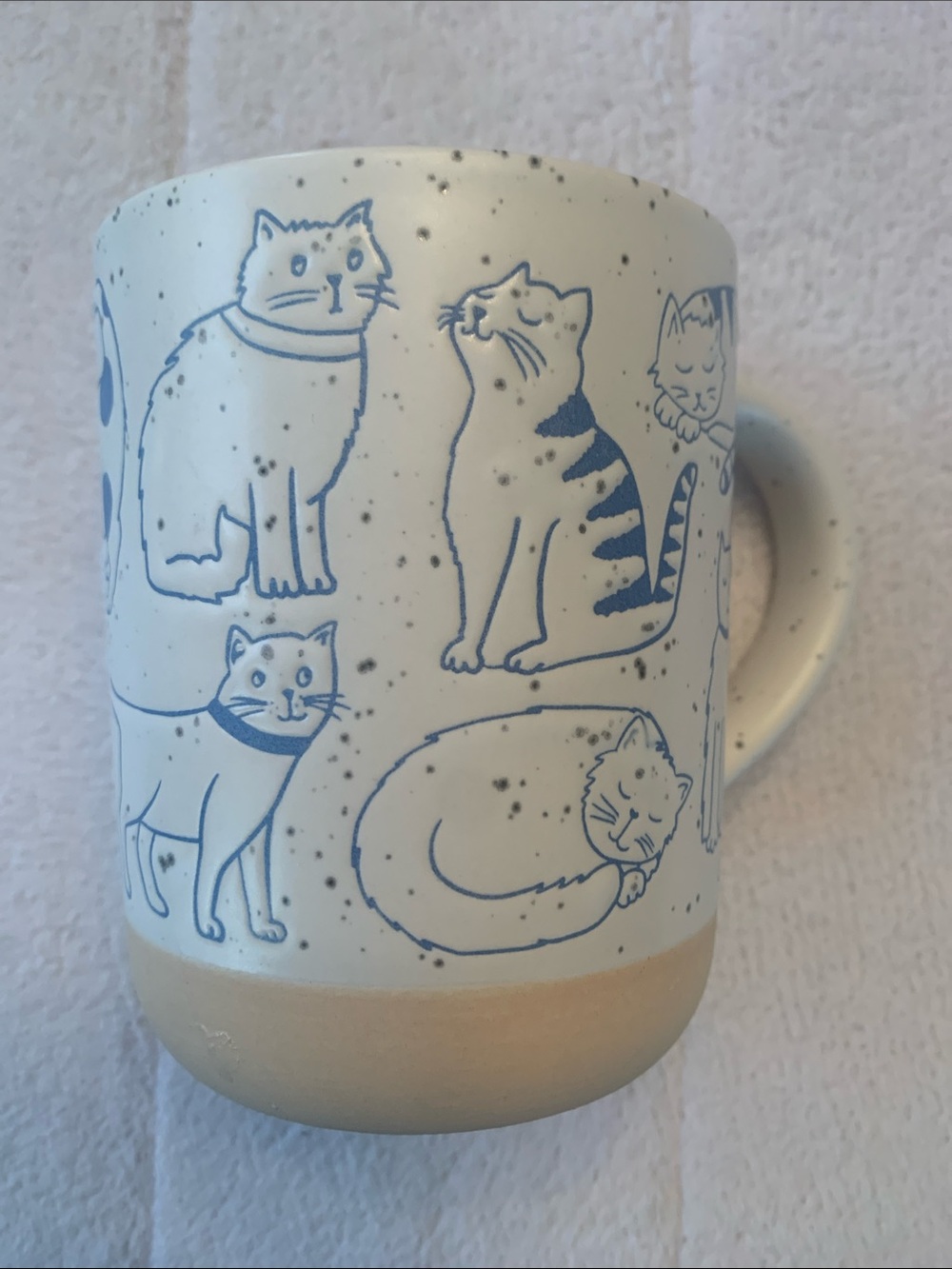 Blue Cat Ceramic Mug - Charming Cat Pattern Mug designed in England